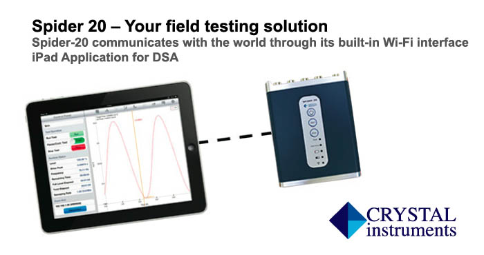 Crystal Spider 20 dynamic signal analyzer, data recorder, i-pad